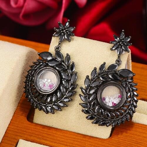 SORAMOORE Fashion Round Movable CZ Earrings For Women Wedding Party Cubic Zircon Dubai Bridal Earring boucle d'oreille 202