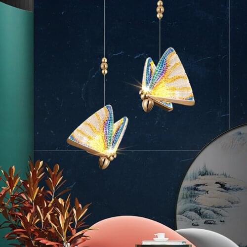 Modern Led Acrylic Butterfly Pendant Light Restaurant Living Room Bedroom Nordic Creative Corridor Decoration Luminaire