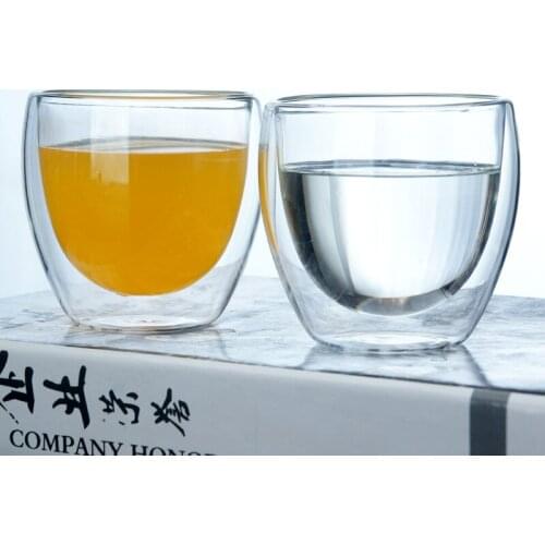 2 size Double Wall Cup Coffee Glass Tea Mug Insulated Mugs Safe Convenient Glass cup