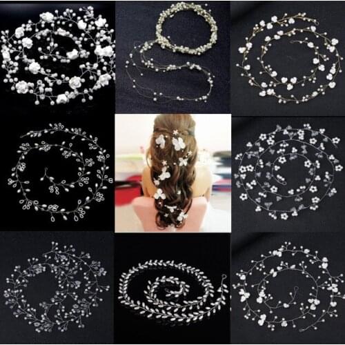 Wedding Jewelry Bride Wedding Hair Accessories Crown white red Floral Pearl Crystal Hair Ornaments Bridal Headdress For Handmade