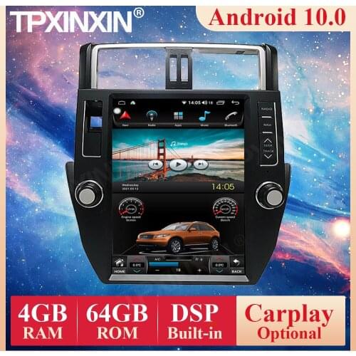 Tesla Vertical Screen Android 10 For Toyota Land Cruiser Prado 2010 Car Radio Multimedia Video Player Navigation GPS Auto 2din