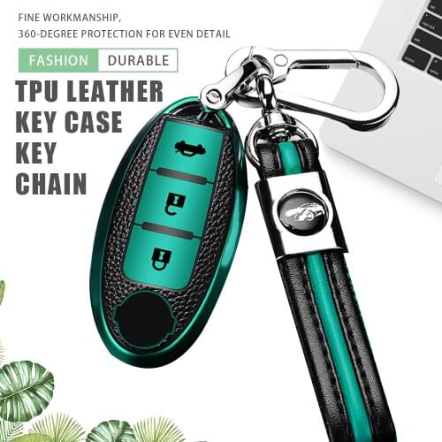 TPU Leather Car Key Cover Case Keychain for Infiniti for Nissan Qashqai X-Trail Xtrail Kicks Tiida Pathfinder Murano Note Juke