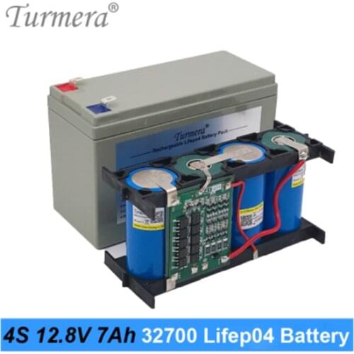 Turmera 32700 Lifepo4 Battery Pack 4S1P 12.8V 7Ah with 4S 40A Balanced BMS for Electric Boat and Uninterrupted Power Supply 12V