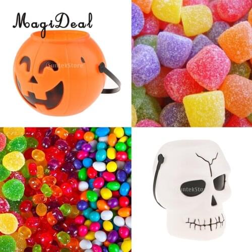 Halloween Pumpkin Candy Bucket for Kids, Candy Basket/Bag/Pail/Bowl, with Handle