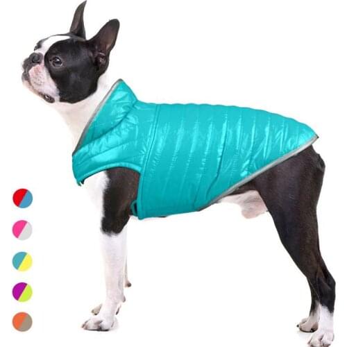 Waterproof Winter Dog Clothes Reversible Down Cotton Jacket For Small Medium Large Dog Light Weight Contrast Color Warm Pet Coat