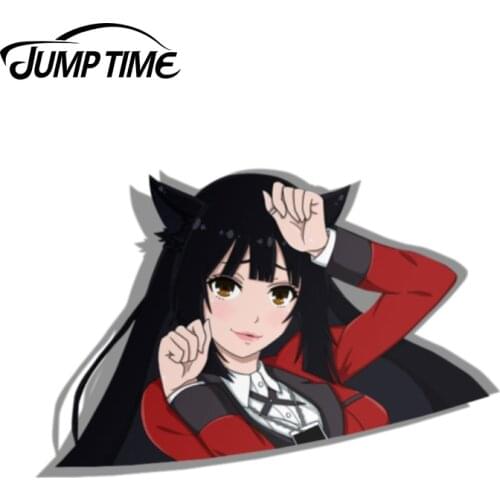 Jump Time 13cmx9.1cm Car Stickers Waterproof For Kakegurui Yumeko Jabami Graphics Vinyl Car Decals Bumper Window Cute Decoration