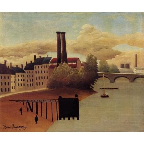 High quality Oil painting Canvas Reproductions View of the Outskirts of Paris (1896) by Henri Rousseau painting hand painted