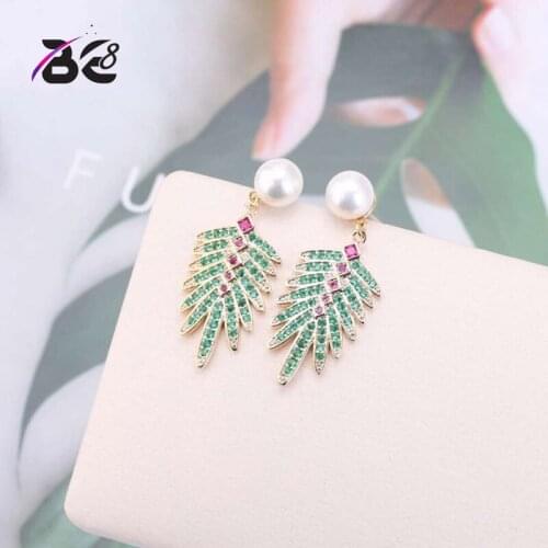 Be 8 Popular Women Cubic Zirconia Fashion Drop Earrings 2018 Charm Peal Earring Online Hot Sale Jewelry Statement Earrings E626