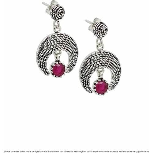 Silver Crescent Filigree Lady Earrings