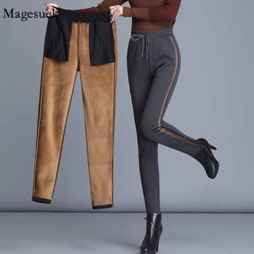 Winter Plus Velvet Thickening Women Casual Skinny High Waist Stretch Plus Size Sweatpants Harlan Trousers Pantalon Femme 11527