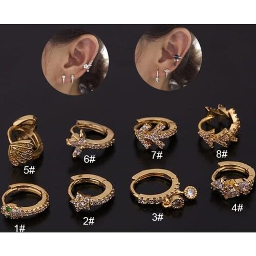 1pc Steel Helix Tragus Daith Stud Ring Nose Ring Cz Hoop Cartilage Helix Tragus Ear Piercing Jewelry