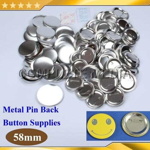 100 Sets 2-1/4" 58mm Pin Back Metal Pinback Button Supply Materials for Professional All Steel Badge Button Maker
