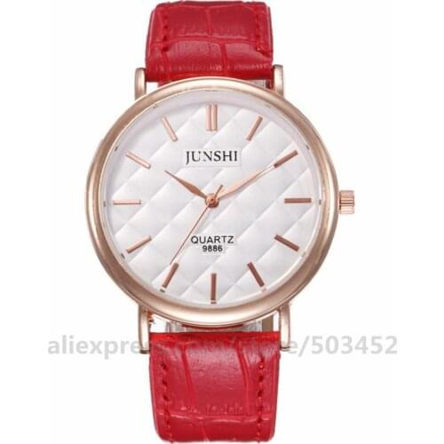 100pcs/lot No Logo Big Round Dail PU Belt Watch Simple Design Quartz Watch Fashion Lady Wristwatch Factory Price Clock