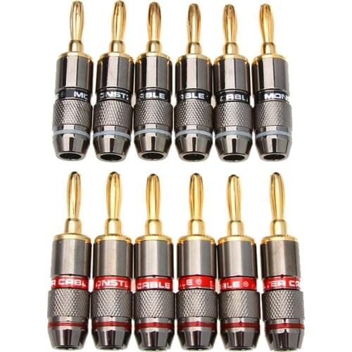 12/8/4pcs 24K Gold Plated Pure Copper Speaker Adapter Screw Speaker Plugs Monster Banana Plug Audio Connectors