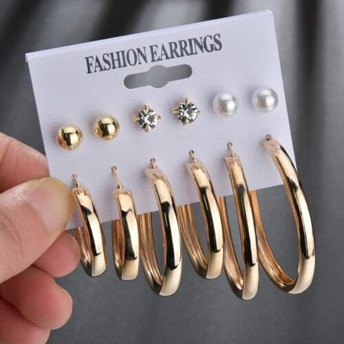 12/9 Pairs Flower WomenS Earrings Set Pearl Crystal Stud Earrings Boho Geometric Tassel Earrings For Women Jewelry Gift
