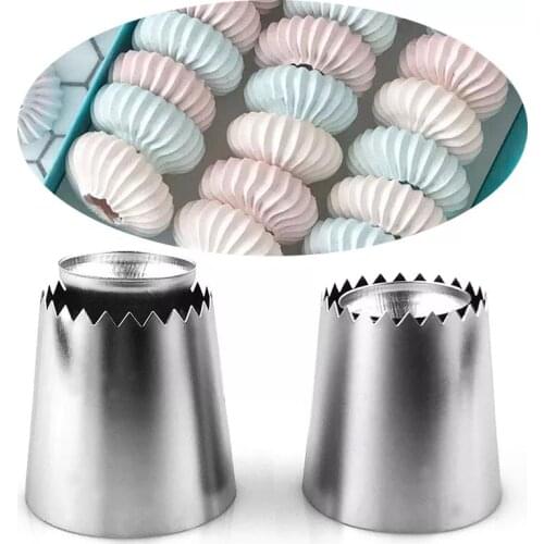 2Pcs Stainless Steel Icing Piping Nozzles Sultan tube Russian Pastry Tips Cupcake Large Icing Piping Nozzle Baking