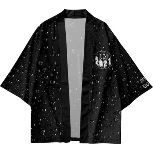 2021 Black Beach Harajuku Japanese Sets Fashion Kimono Men Women Cardigan Haori Obi Asian Clothes Pants Suit Plus Size XS-6XL