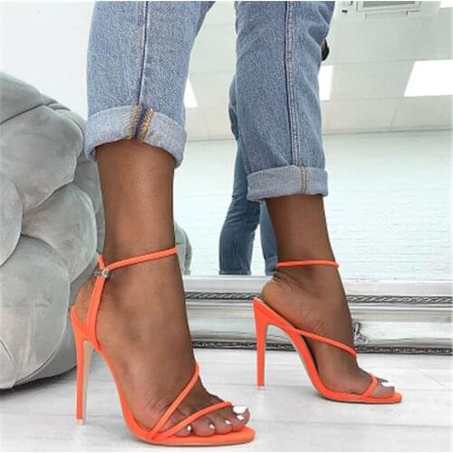 2021 Mature Flock Solid Sandals Women Lace-Up 12cm Thin High Heels Fashion Open Toed Wedding Dress Shoes Daily Party Sandals