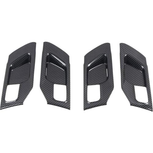 For Dodge Ram 1500 2019 2020 2021 Car Accessories Interior Side Door Handles Bowl Cover Trim ABS Carbon Fiber Grain 4PCS