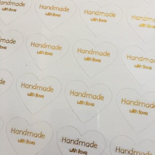 Free Shipping 100pcs Heart-Shape Self-adhesive Sealing Sticker Transparent PVC Gold Printing Seal Stickers