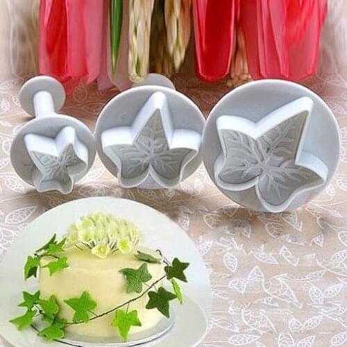 Free Shipping Maple Leaf Fondant Cake decorating tools Christmas Rose Leaf Plunger Cutter Mold Sugar Craft Tools Cutter Mold