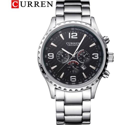 CURREN Full Steel Mens Watches Fashion Sport Quartz Waterproof Watch Men Stainless Steel Military Wristwatches Clock Relojes