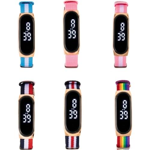 New Fashion Digital Watch Women Girls Kids Led Electronic Rectangular Dial Children Watches Nylon Band Wristwatch Montre Enfant