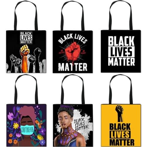 Black Lives Matter Letter Shoulder Bag for travel Latina Af Women Handbag Afro Ladies Totes bags BLM Canvas Shopping Bag