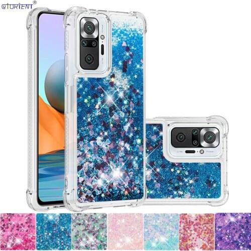 For Xiaomi Redmi Note 10 Pro Cute Glitter Flow Liquid Quicksand Phone Case Xaomi Xiomi Red Mi Note10 Note10Pro TPU Bumper Cover