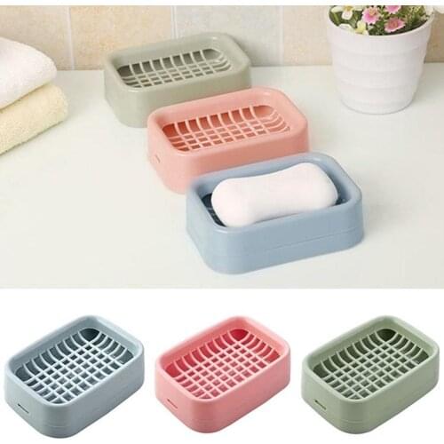 Double Layer Grid Draining Soap Box Case Holder Stand Plastic Bathroom Accessory Drain Soap Holder Protect Case
