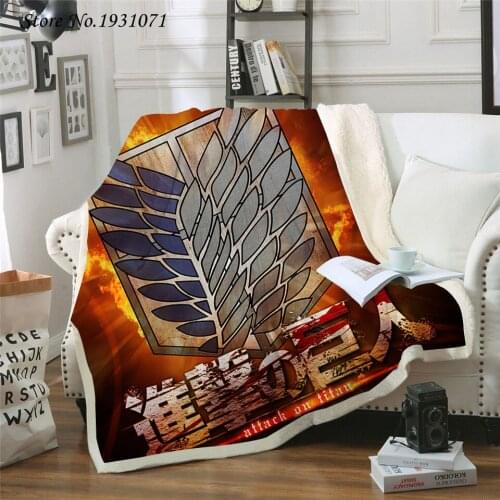 Attack on Titan 3D Printed Fleece Blanket for Beds Thick Quilt Fashion Bedspread Sherpa Throw Blanket Adults Kids 04
