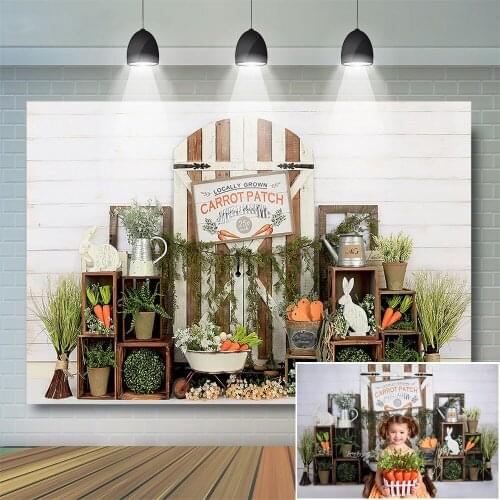 Easter Festival Birthday Baby Background Bunny Portrait Backdrop Photography Carrot Kids Grass Flowers Photo Studio
