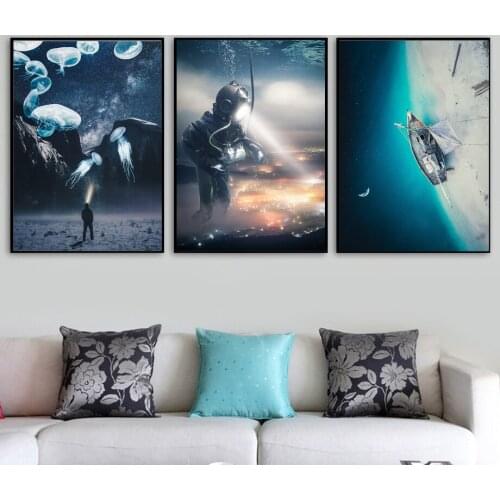 Hd Print Canvas Painting Surrealism Themed Underwater World Landscape Nordic Posters And Prints Bedroom Decor Wall Art Pictures