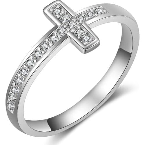 Cross Finger Rings Cubic Zirconia Wedding Ring for Women Eternal Engagement Statement Jewelry Anniversary Gift Fashion Jewelry