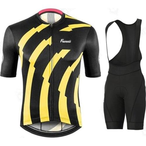 Cycling Set Frenesi Team Men Bike Jersey Suit Color Clothing 2020 Summer Shirts Bib Shorts GEL Maillot Kit Ropa Ciclismo