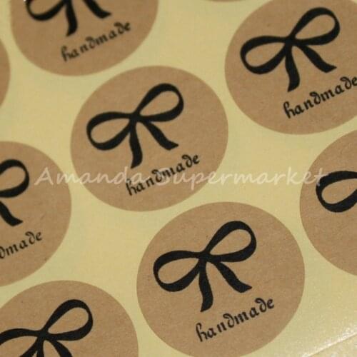 120pcs/lot 30*30mm Round 3cm Self-adhesive Vintage Stickers Kraft Label Sticker DIY Hand Made Gift /Cake Baking Sealing Sticker