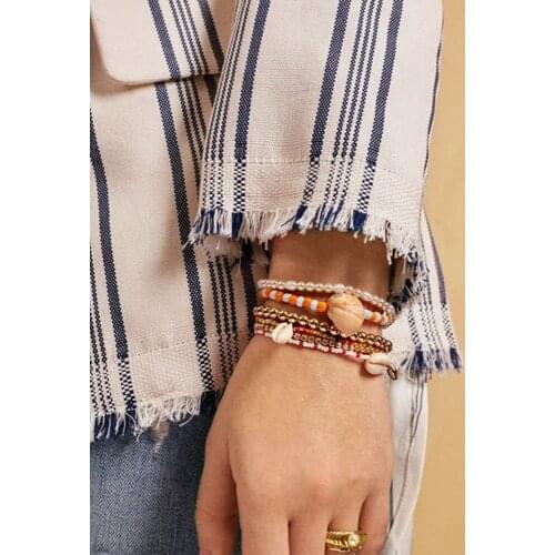 LUNA CHIAO 3 pieces/Lot Colorful Beaded Bracelet for Summer-Shell Conch Layering Stackable Bracelet Set for Women