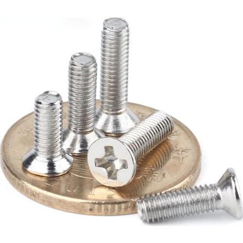 M2 M2.5 M3 M4 Phillips Flat Head Machine screw Metric Threaded Countersunk Head Bolt Steel Nickel Plated