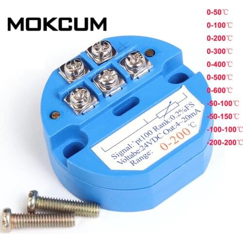 4-20MA RTD PT100 Temperature Sensor Meter Temperature Transmitter Isolated Detector Module -200-200 Celsuis 0-600 Celsuis