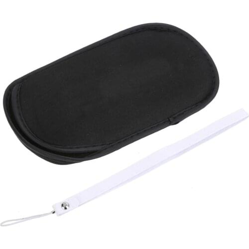 2-in-1 Soft Sleeve Bag Case Carry Pouch Protective Game Cover and Wrist Lanyard for PSP Playstion Portable 1000 2000 3000 Black