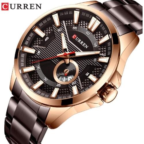 New Mens Quartz Watches Fashion CURREN Stainless Steel Causal Business Wrist Watch Top Luxury Brand Men Watch Date Male Clock