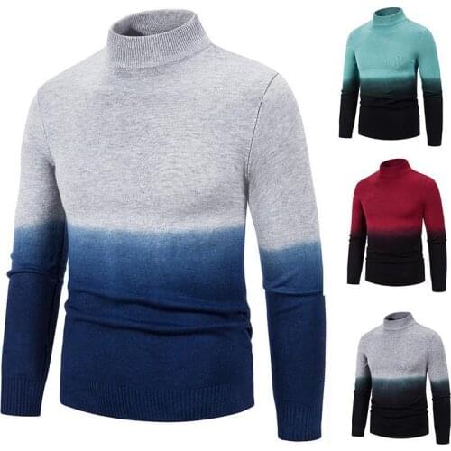 2021 fashion spring and autumn new mens long-sleeved sweater pullover British slim round neck color-block sweater