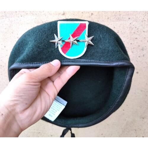 New US Army 20th Special Forces Group Wool Green Beret OFFICER 3 STAR LIEUTENANT GENERAL RANK INSIGNIA Military Hat Cap