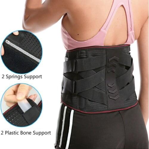 Waist Trainer Belt Fitness Belt 4 Springs Support Men Women Lumbar Brace Protector Back Corset Pain Relief Postnatal Shapewear