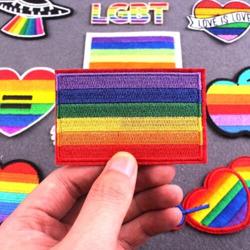 Prajna Flag Pride Gay Patch Embroidered Patches For Clothing DIY Stripes Iron on Patches On Clothes Rainbow Patch Gay Stickers