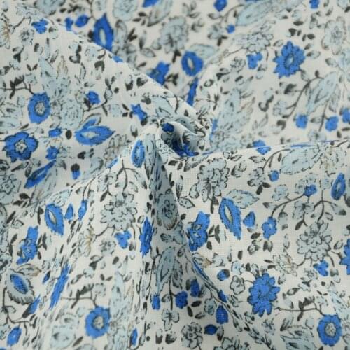 Booksew Plain and Simple Floral Printed Design Plain Fat Quarter 100% Cotton Fabric Blue Leaves Sewing Clothes Patchwork Tissue
