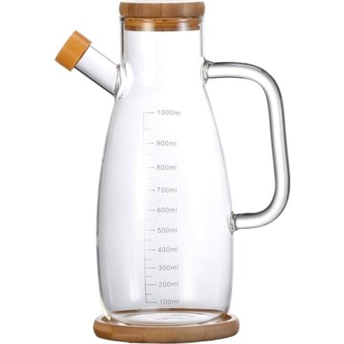 Transparent Glass Oil Bottle with Handle,Heat-Resistant Scale Bottle ,Kitchen Tools,Soy Vinegar Sauce Container
