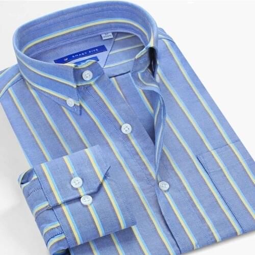 Smart Five Mens Clothing Long Sleeve Dress Shirts Men Slim Fit Striped Office Mens Shirt 2020 Chemise homme