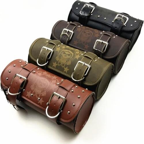 Motorcycle Fork Tool Bags Storage Leather Travel Pouch Front Luggage Bag For Harley Sportster XL Touring Softail Dyna Road King