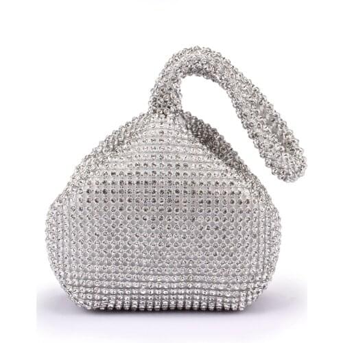 Sparkling full rhinestone lady handbag party banquet purse silver diamonds crystal bag bling soft small bag best gift for girls